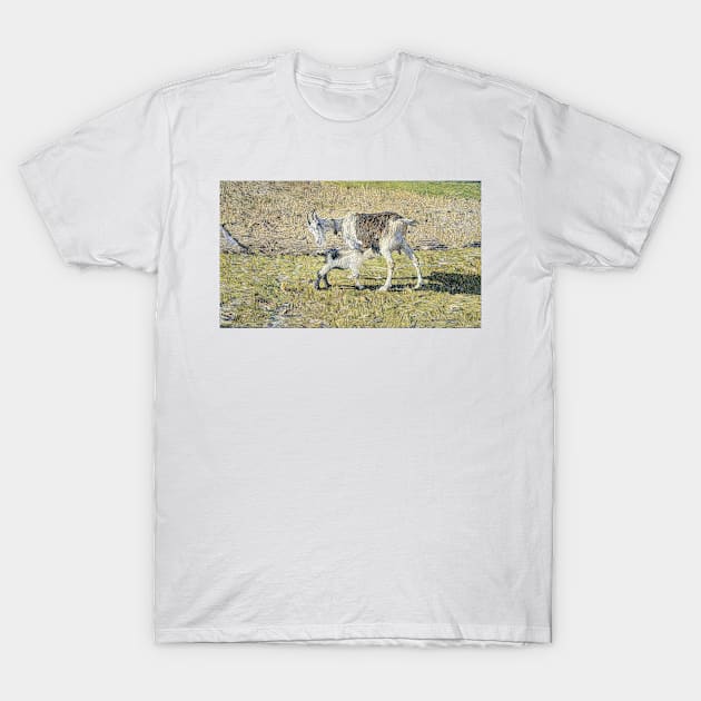 A Goat with Her Young by Giovanni Segantini T-Shirt by Classic Art Stall